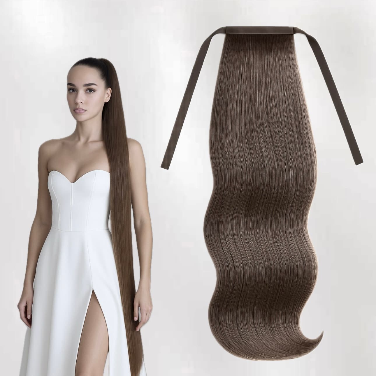 Coada de par Russian Hair  #9 Saten Cenusiu