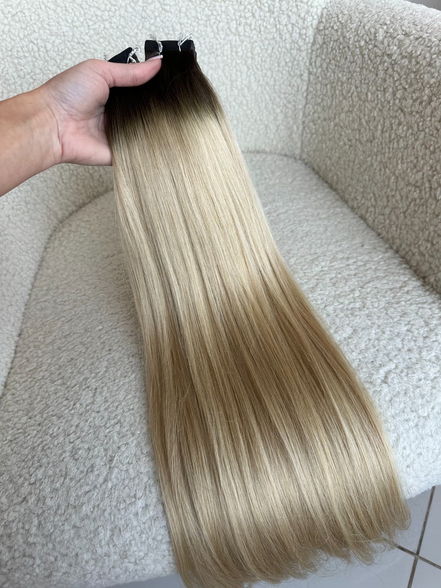 Επέκταση Tape In White Platinum Ombre #4/ #20