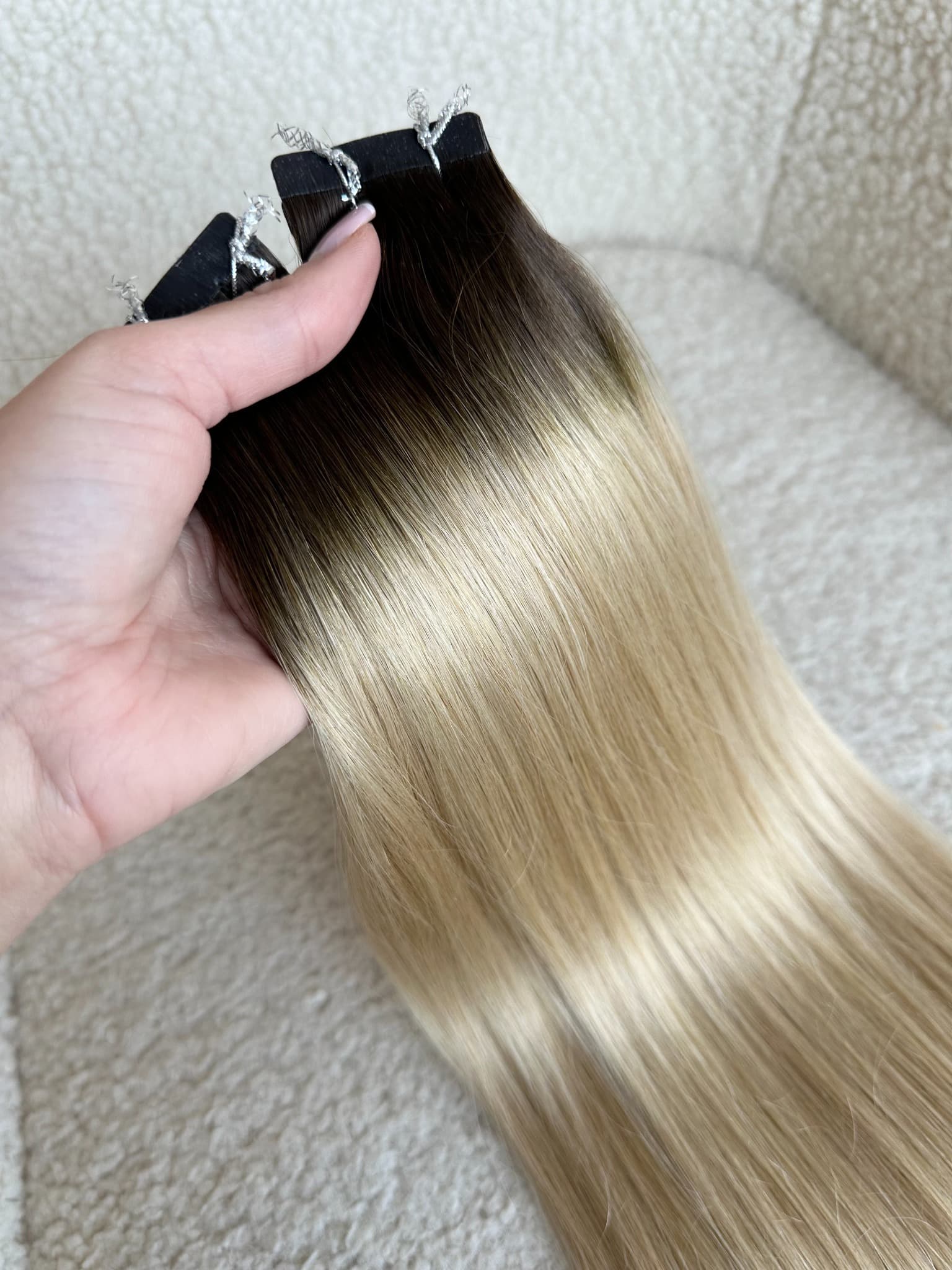 Επέκταση Tape In White Platinum Ombre #4/ #20