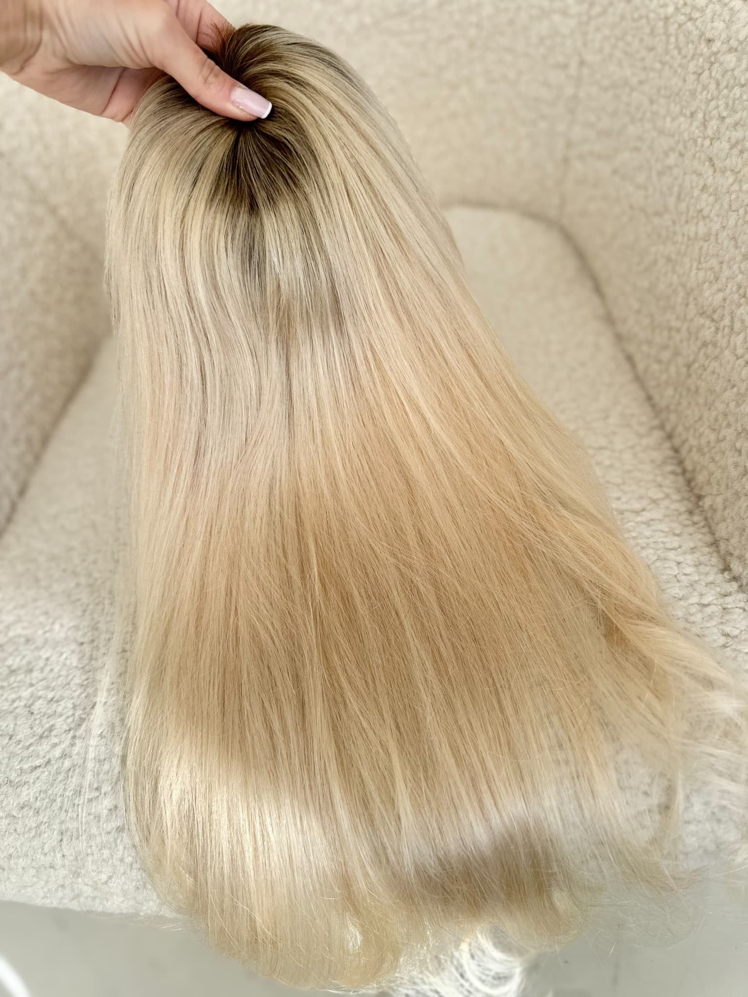 Top Lace Ombre Satin Naturel/ Blond Platine