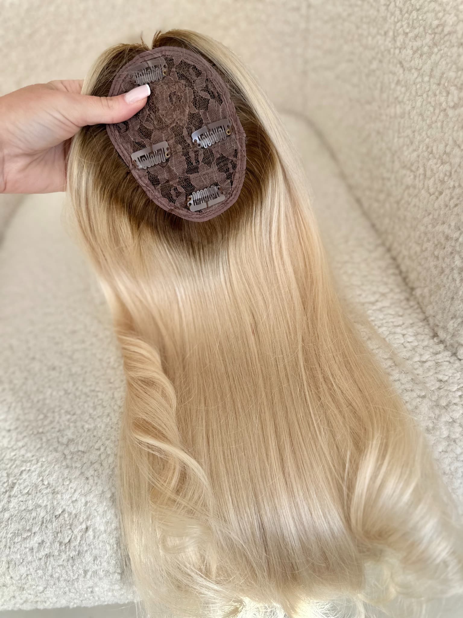 Top Lace Ombre Satin Naturel/ Blond Platine