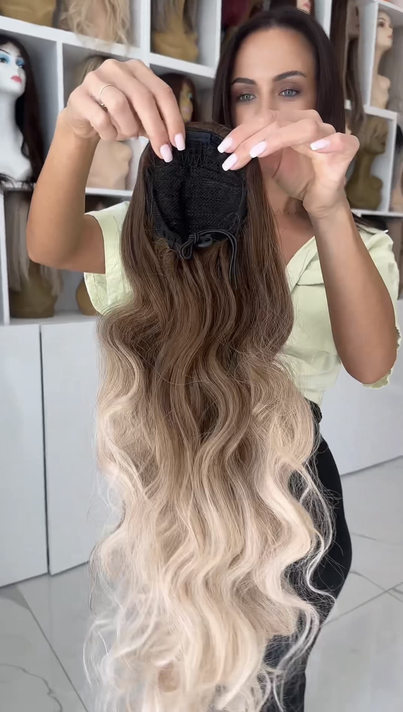 Ombre Light Brown/Natural Blonde Tie Hair Ponytail