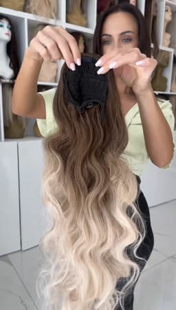 Ombre Light Brown/Natural Blonde Tie Hair Ponytail