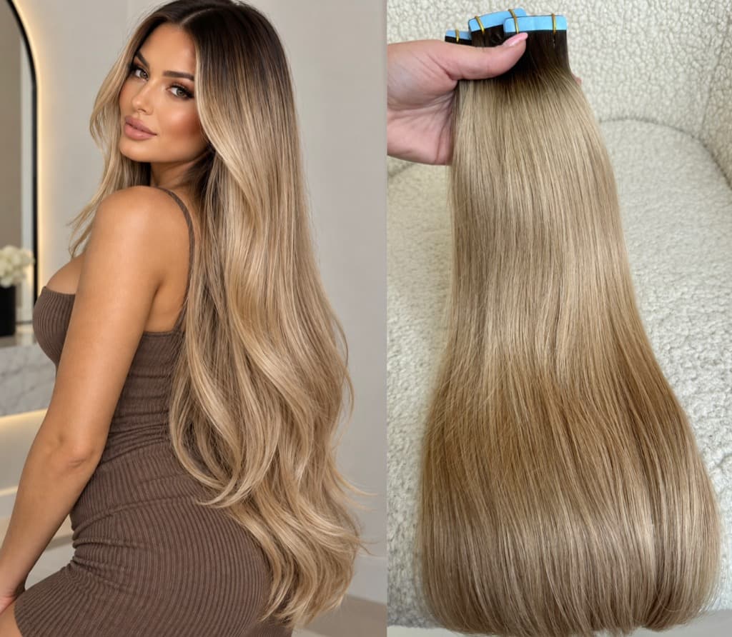 Extensiones Tape-in Russian Hair DOUBLE TAPE Ombre #2/#18A