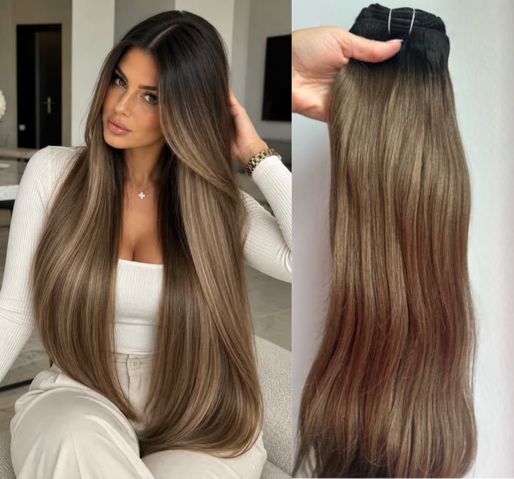 Clip-On Extensions White Platinum Ombre #2/ #8