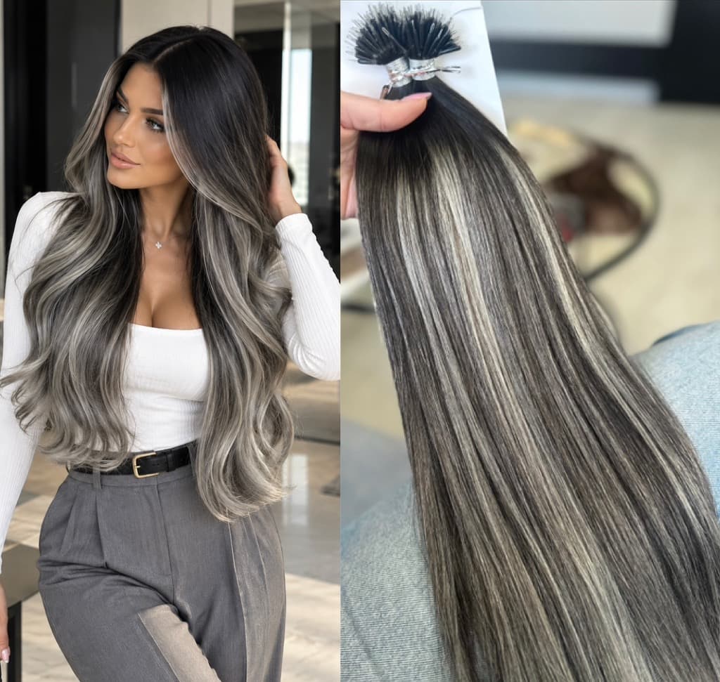 Nanoring Luxe Balayage hajhosszabbítások #1B/ Szürke/ #1B