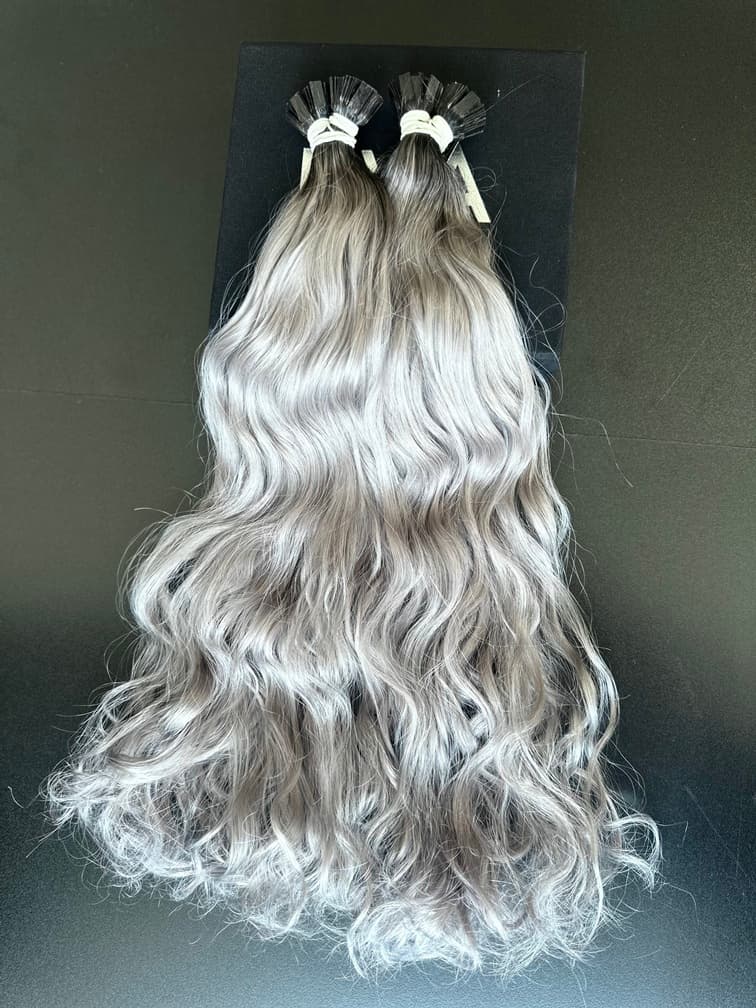 Extensii Cheratina Russian Hair Ombre #1B/Light Grey
