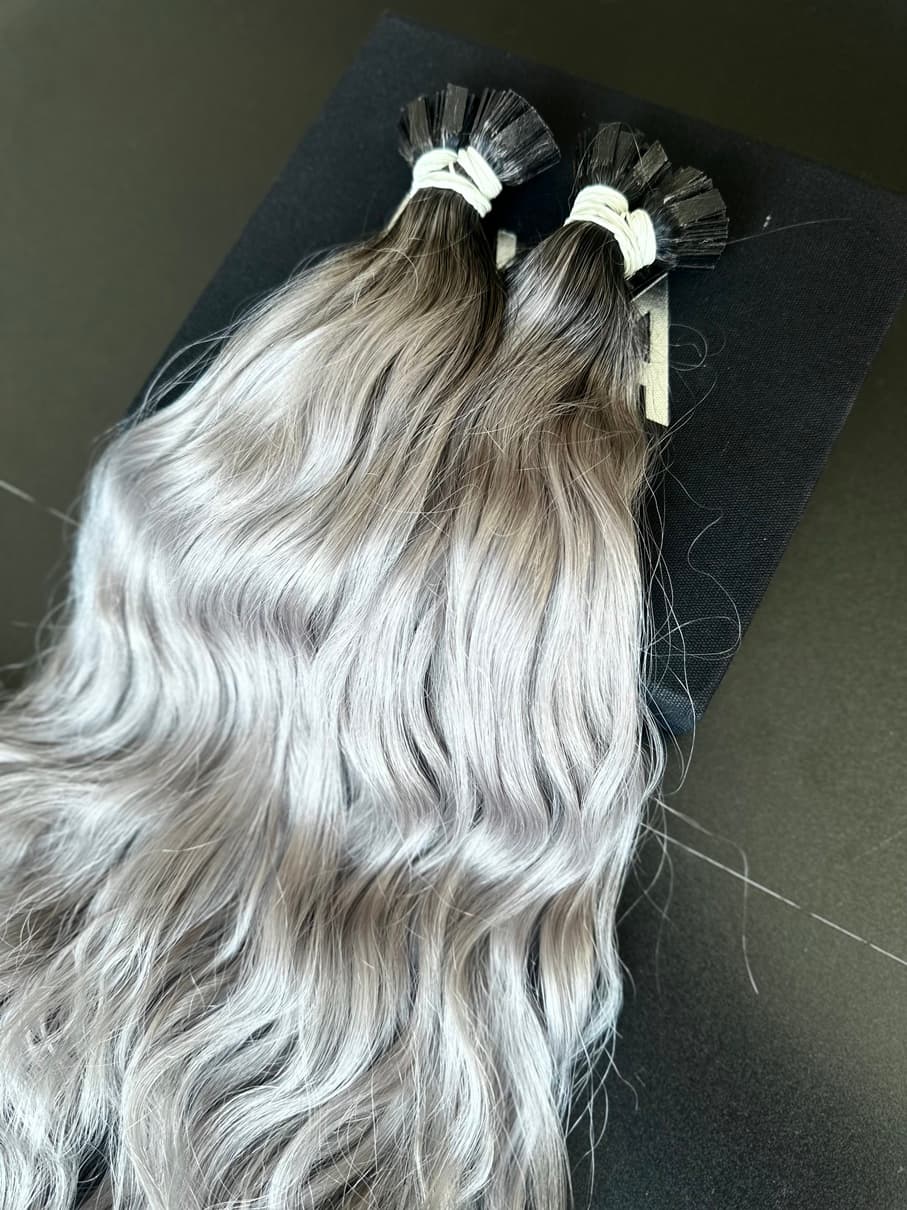 Extensii Cheratina Russian Hair Ombre #1B/Light Grey
