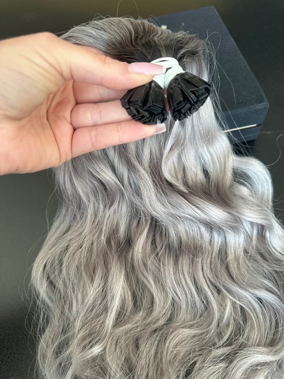 Extensii Cheratina Russian Hair Ombre #1B/Light Grey