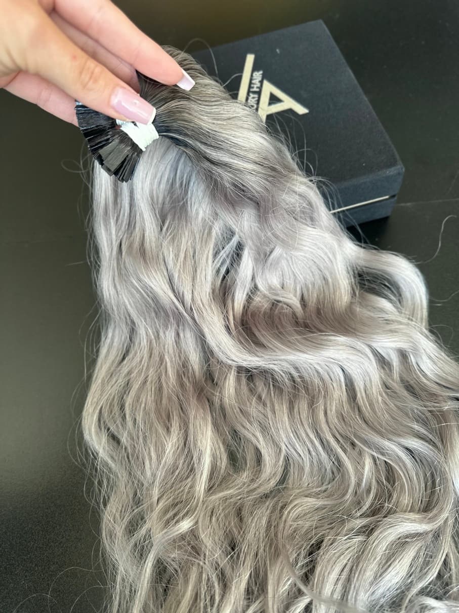 Extensii Cheratina Russian Hair Ombre #1B/Light Grey