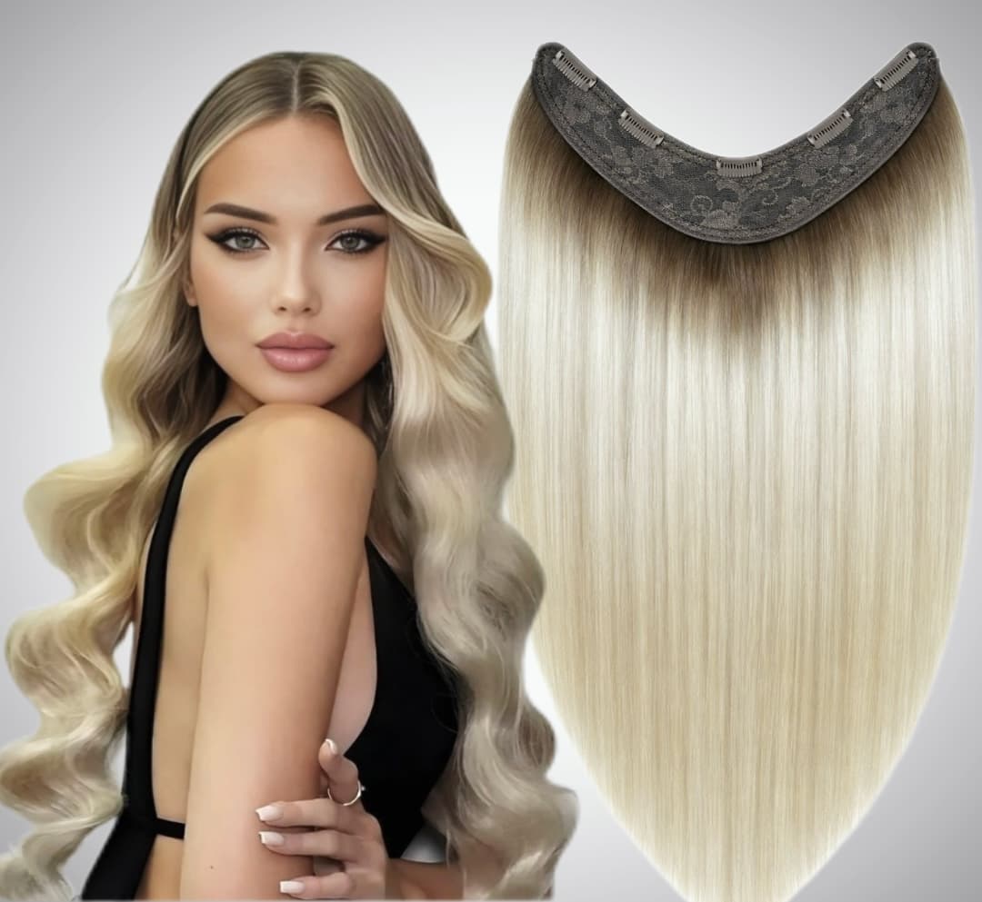 Trese de Par Natural V-Shape Ombre #8/Silver