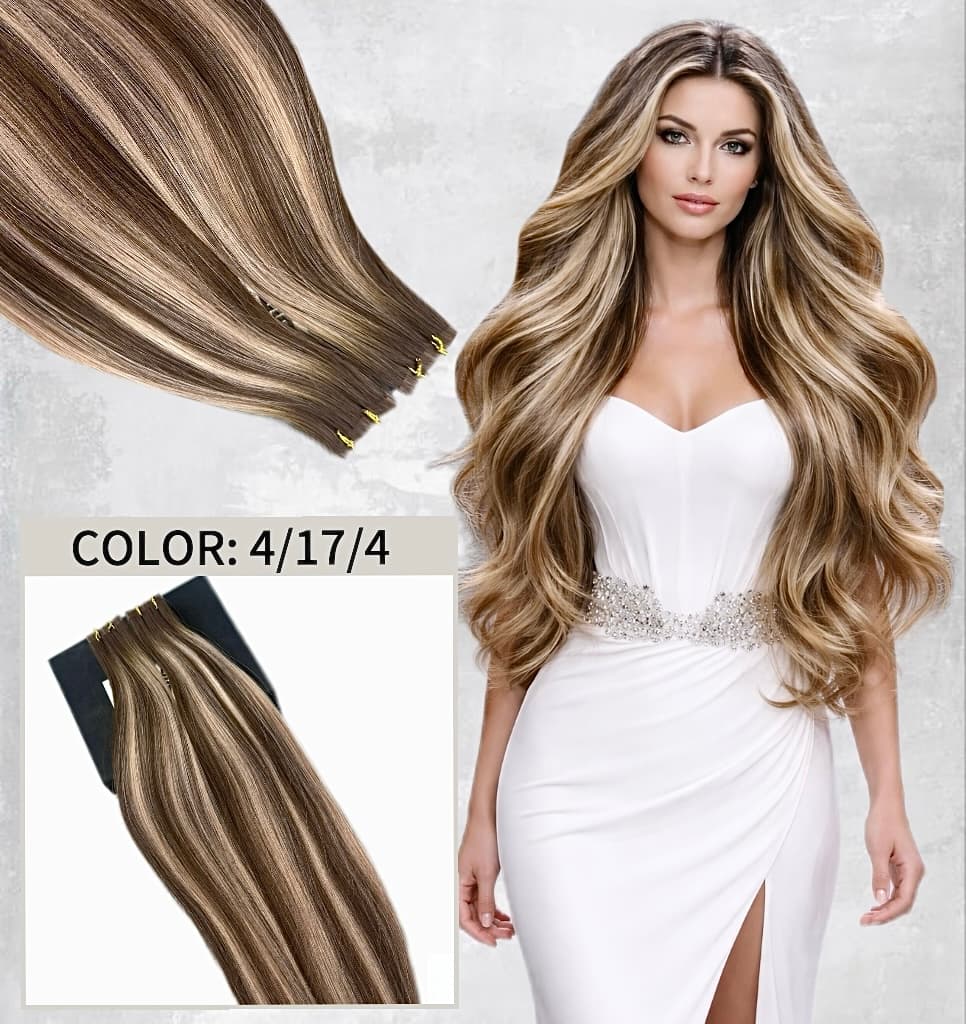 Invisible Tape Extensions Balayage #4/17/4