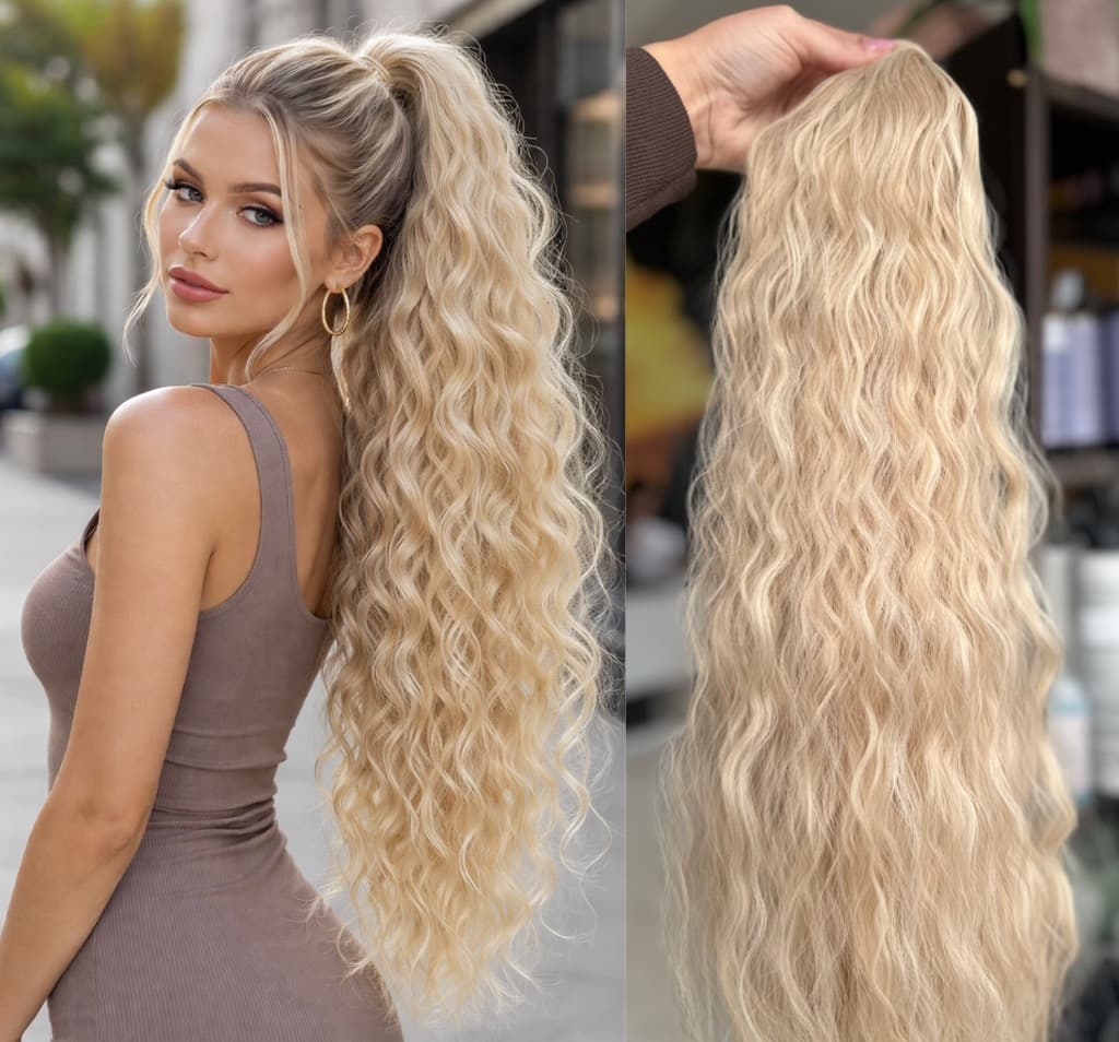 Ponytail Blonde Twisted Wavy