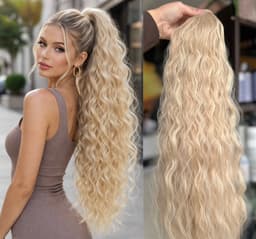 Ponytail Blonde Twisted Wavy