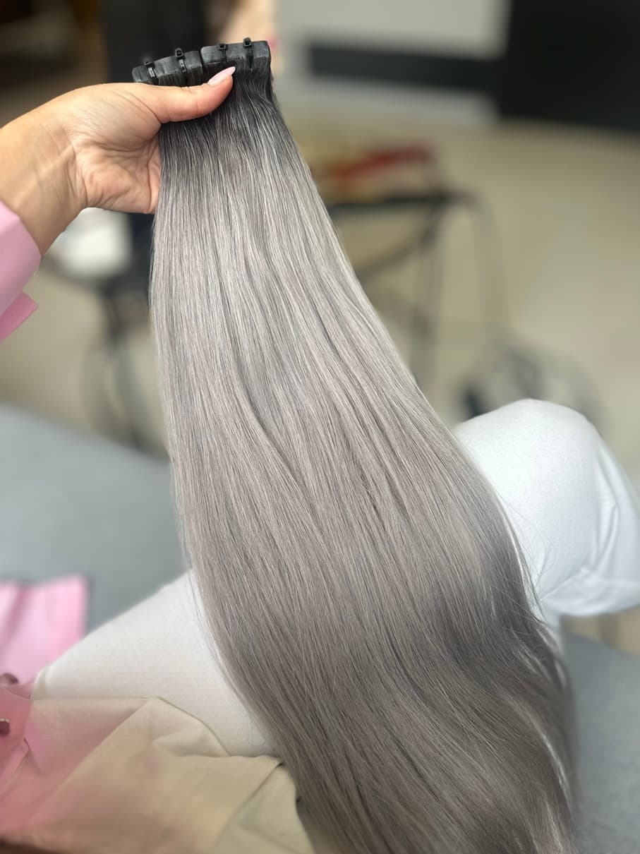 Extensii Tape-in SLAVIC Hair Ombre #1/Grey