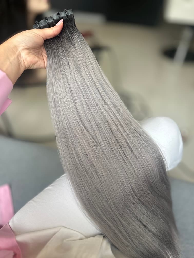 Extensii Tape-in SLAVIC Hair Ombre #1/Grey