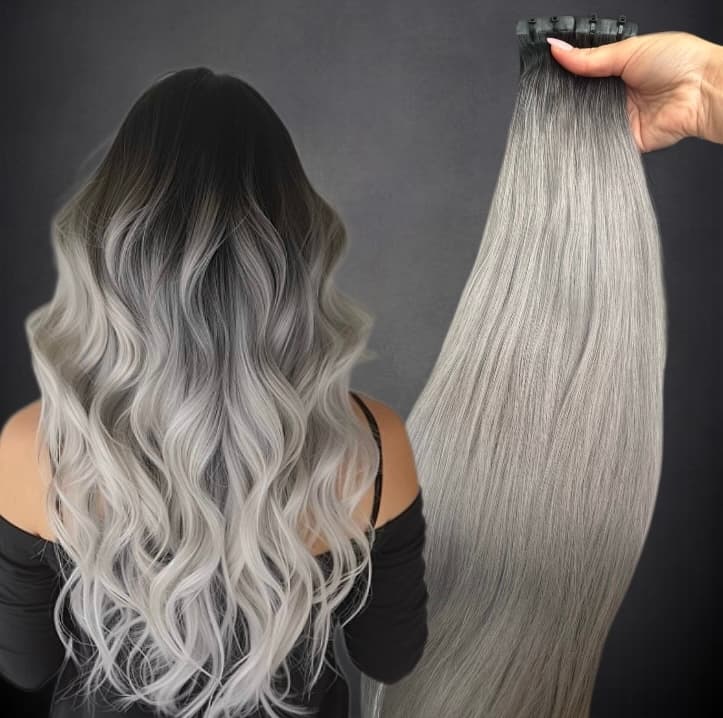 Extensii Tape-in SLAVIC Hair Ombre #1/Grey