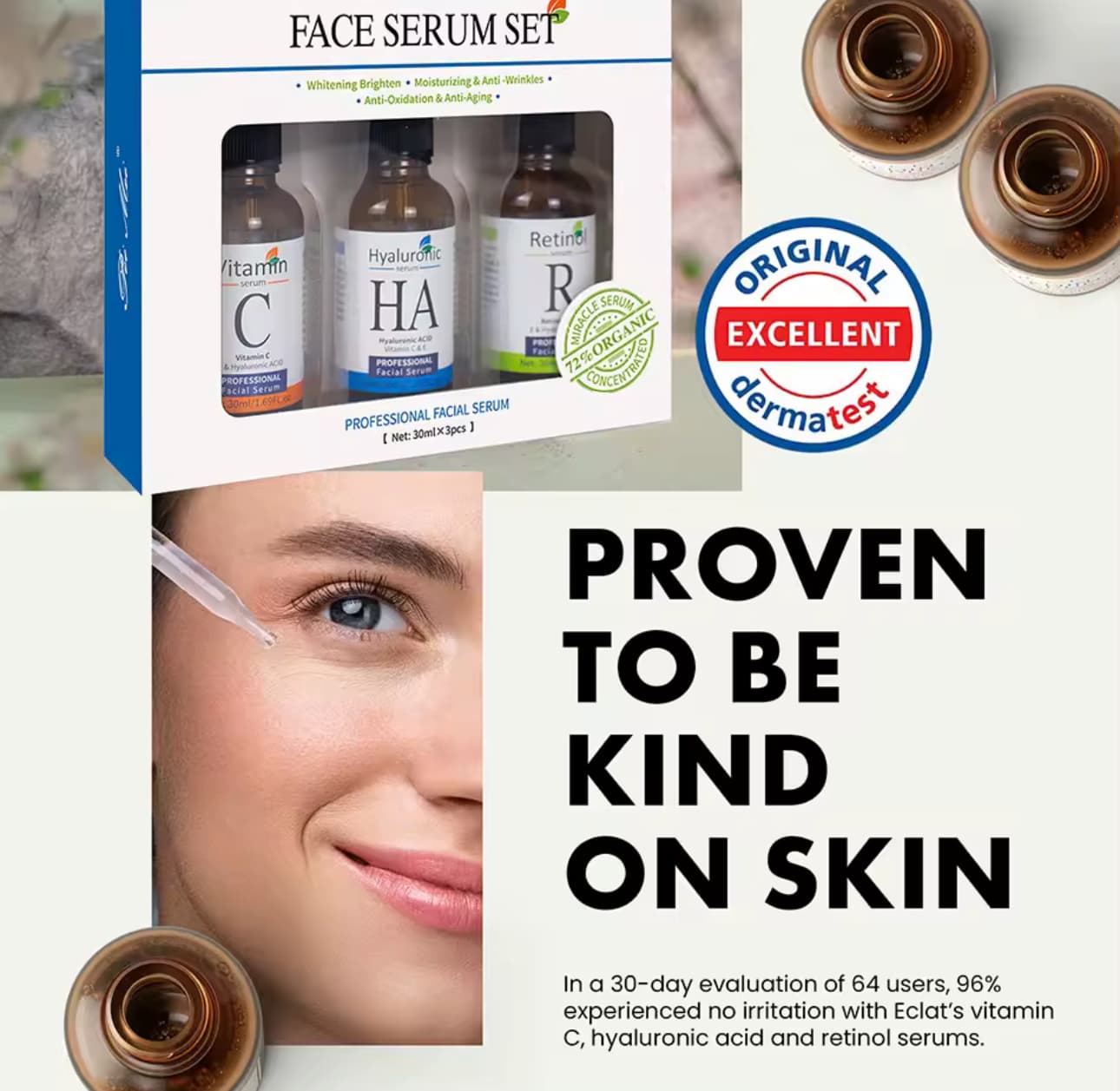 Set Seruri Profesionale pentru Îngrijirea Tenului – Hyaluronic, Vitamina C, Retinol