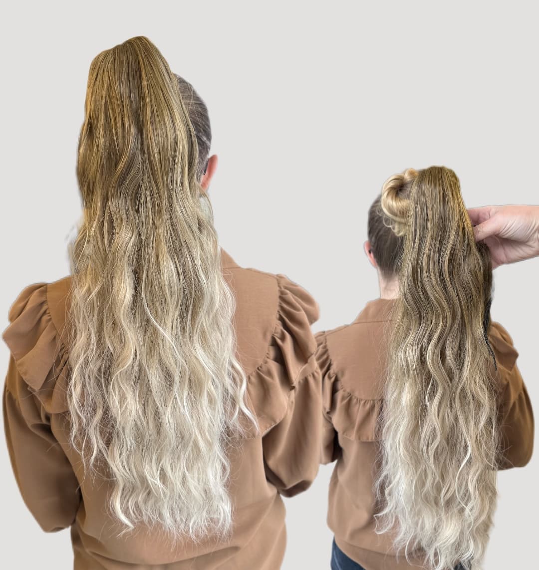 Coada de Par cu Cleste Ombre Blond Bej/ Blond Deschis, 70 cm 