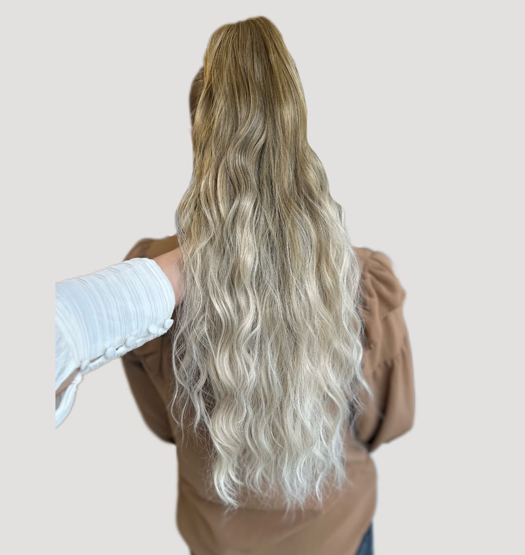 Coada de Par cu Cleste Ombre Blond Bej/ Blond Deschis, 70 cm 