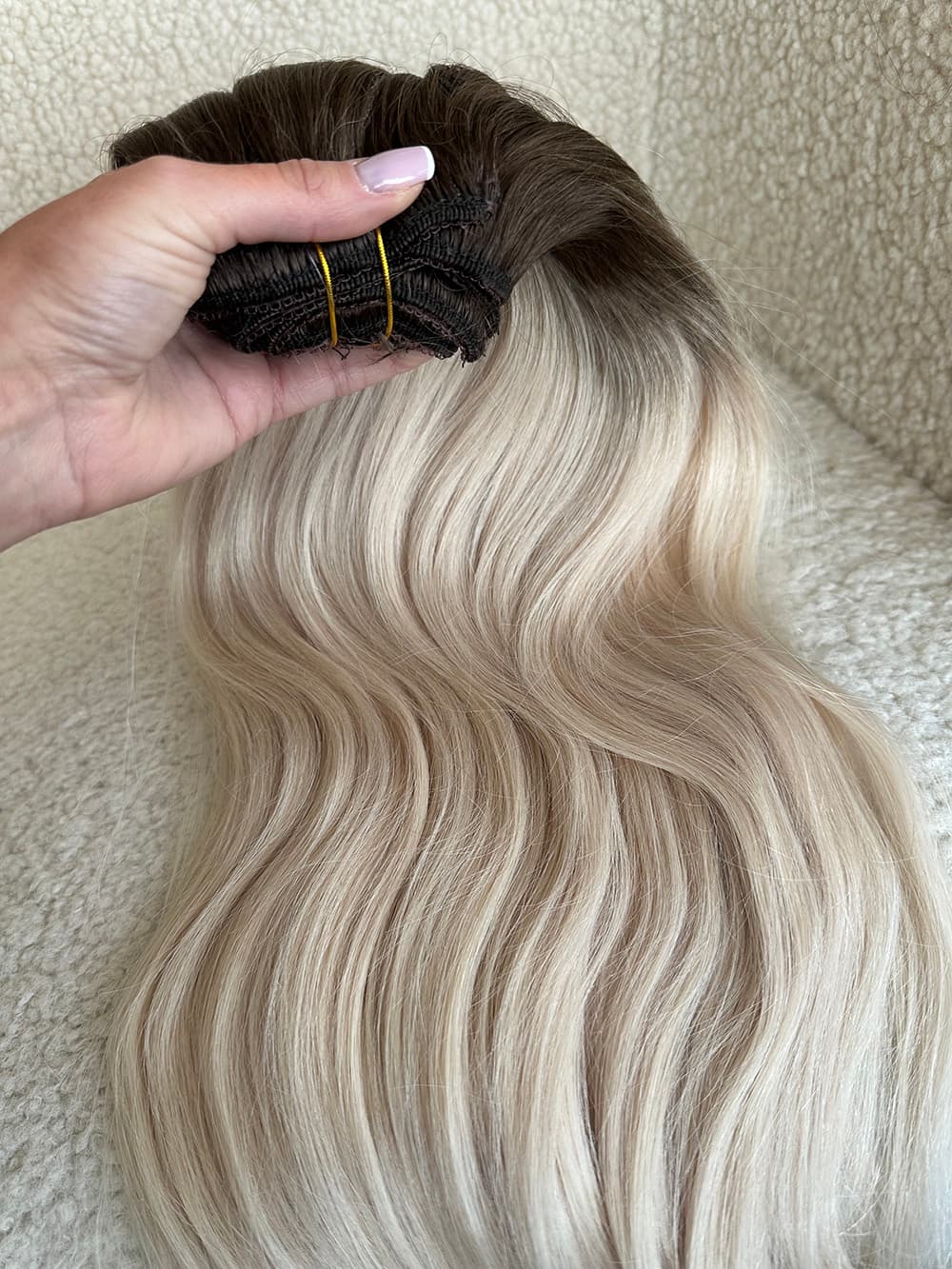 Clip-on White Platinum Ombre #19/Silver póthaj