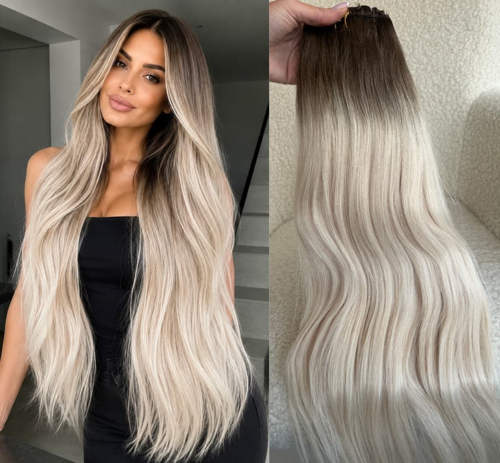Clip-on Russian Ombre #7/Hellgrau
