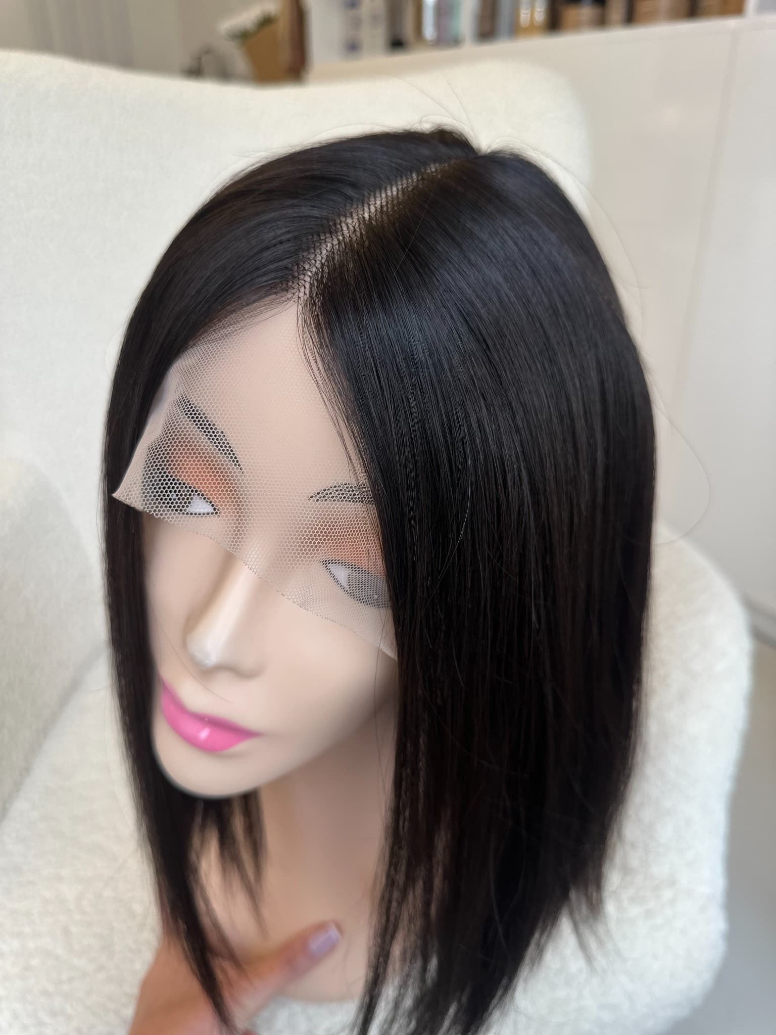 Parrucca stile italiano satinato molto scuro in capelli naturali Remy