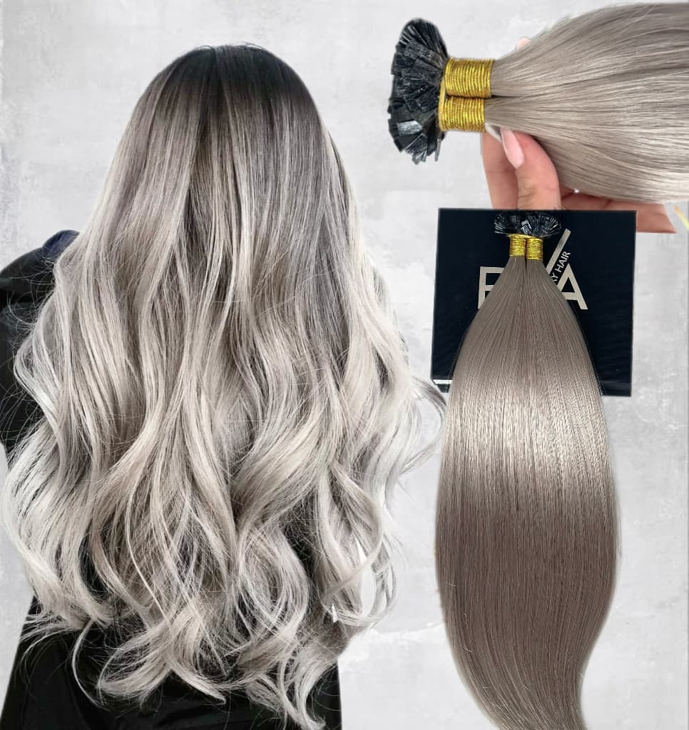 Extensii Cheratina Black Collection Ombre #1B/Grey