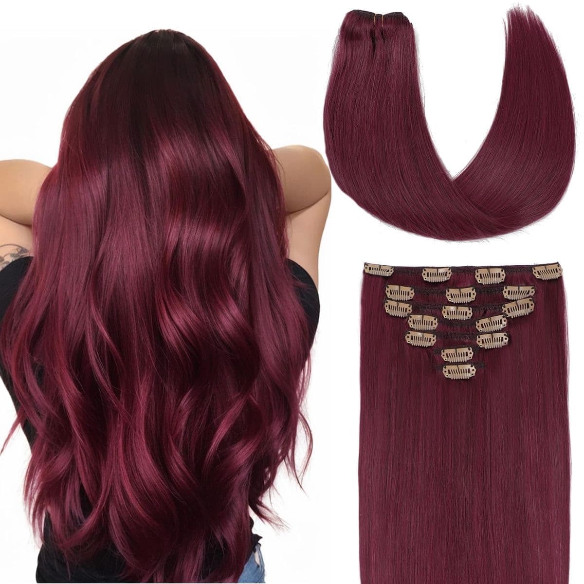 Clip On Luxe Drept Black Collection Burgundy