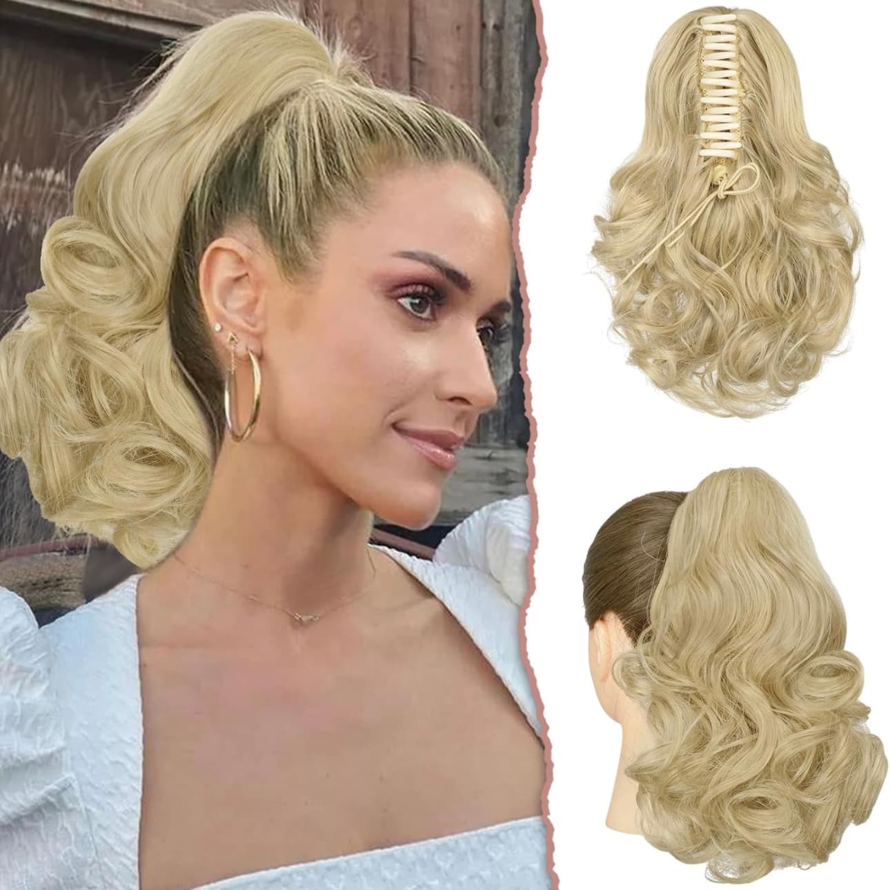 Cozi de Volum Ondulate Blond Deschis