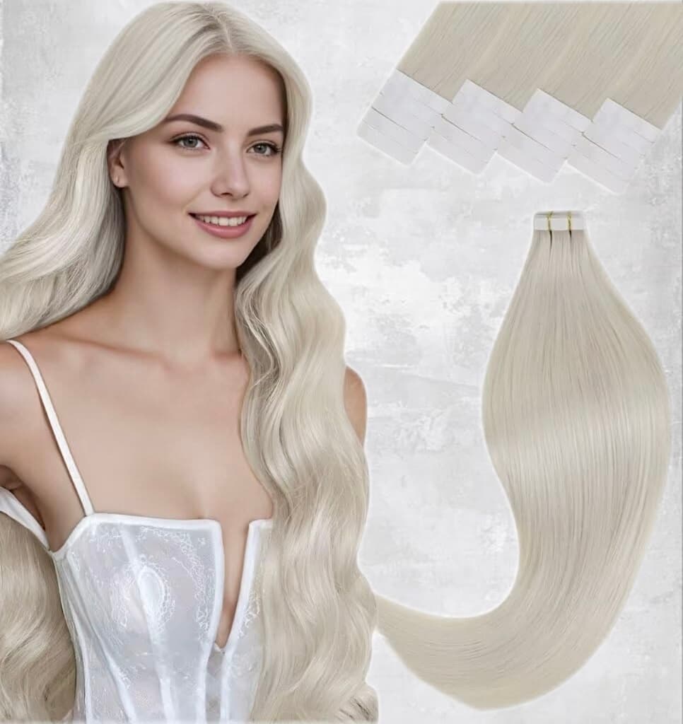 Extensii Tape In White Platinum Silver