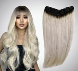 Trese de Par Natural V-Shape Luxe Ombre #1B/Silver