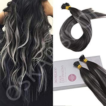 Extensii cheratina Luxe Balayage #1B Grey