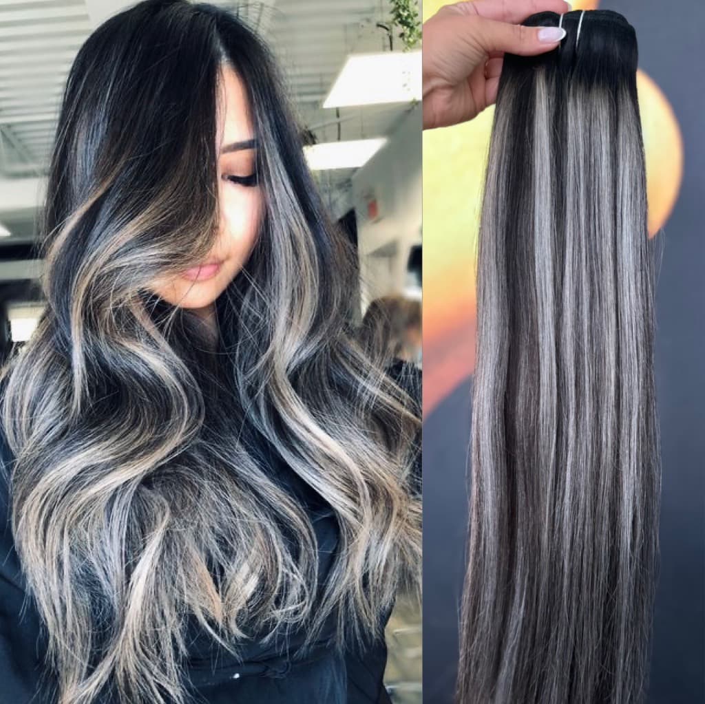 Extensii Clip-On Oskar Balayage B #1B/Grey/1B