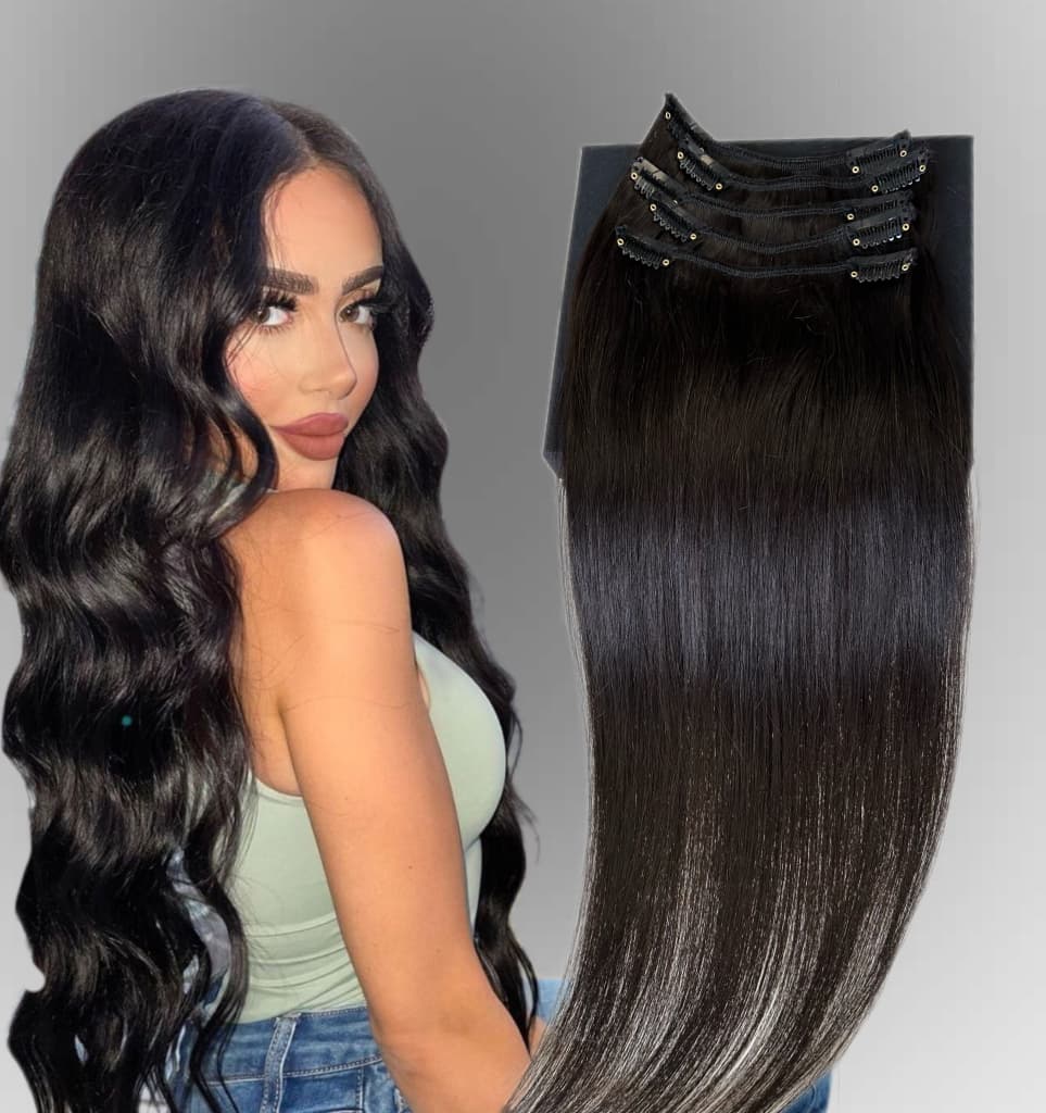 Extensii Clip-On MiniGold Negru Natural #1A