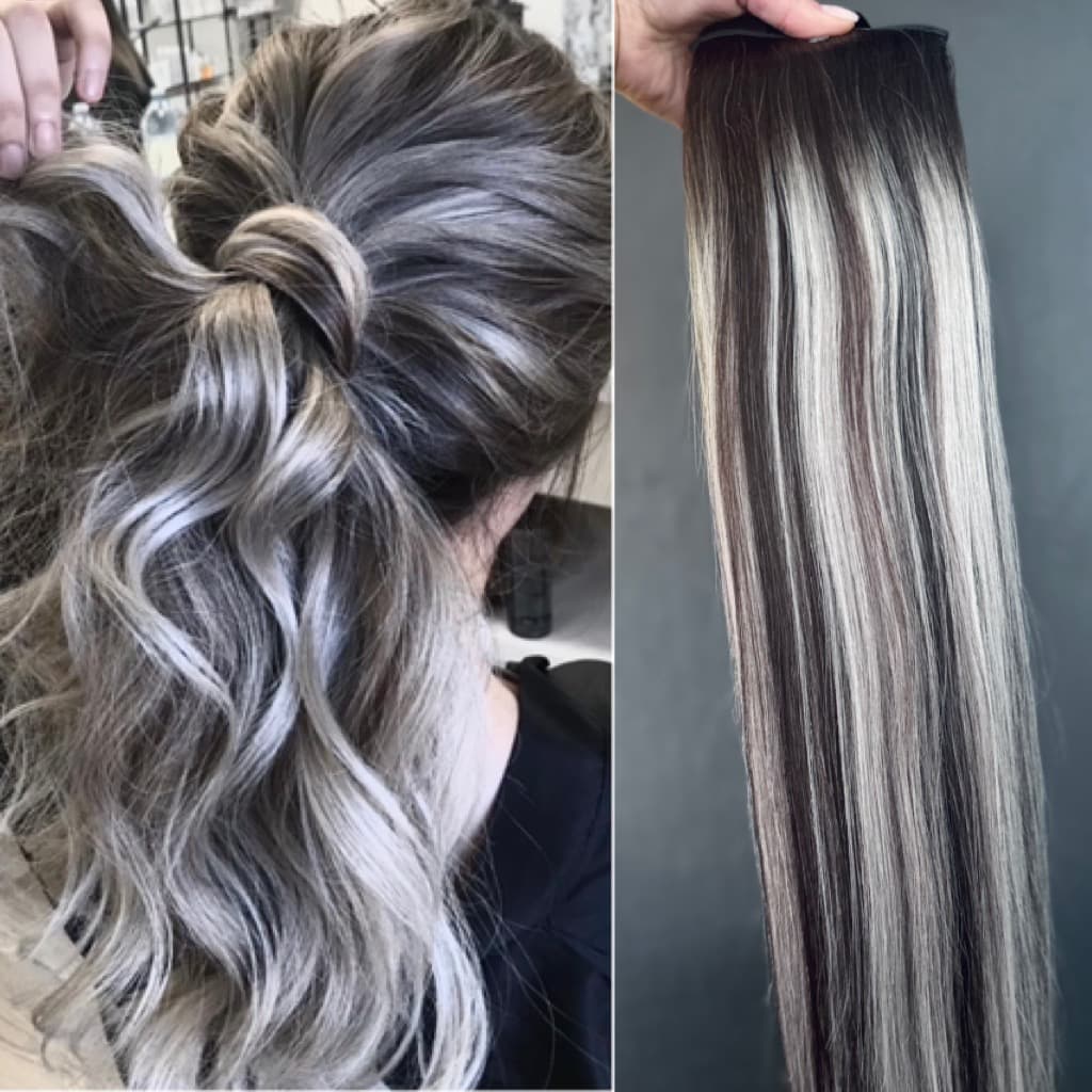 Coada de Par Oskar Balayage #1B/Light Grey