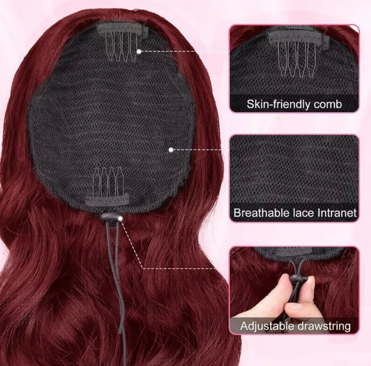 Coada cu Snur #Burgundy II 70 cm