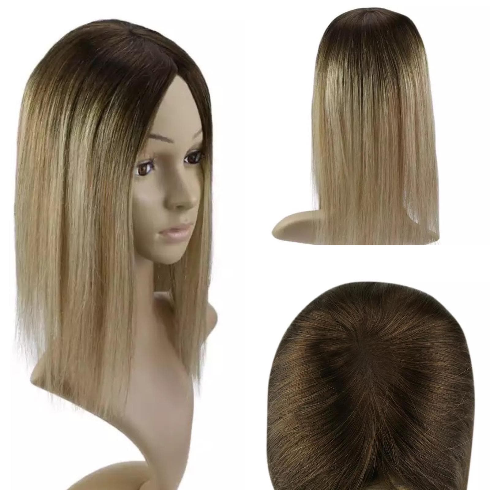 Peruca partiala Castaniu/ Blond Nisipiu