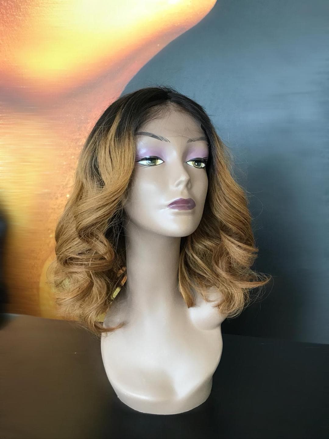 Peruca bobo ondulata Balayage