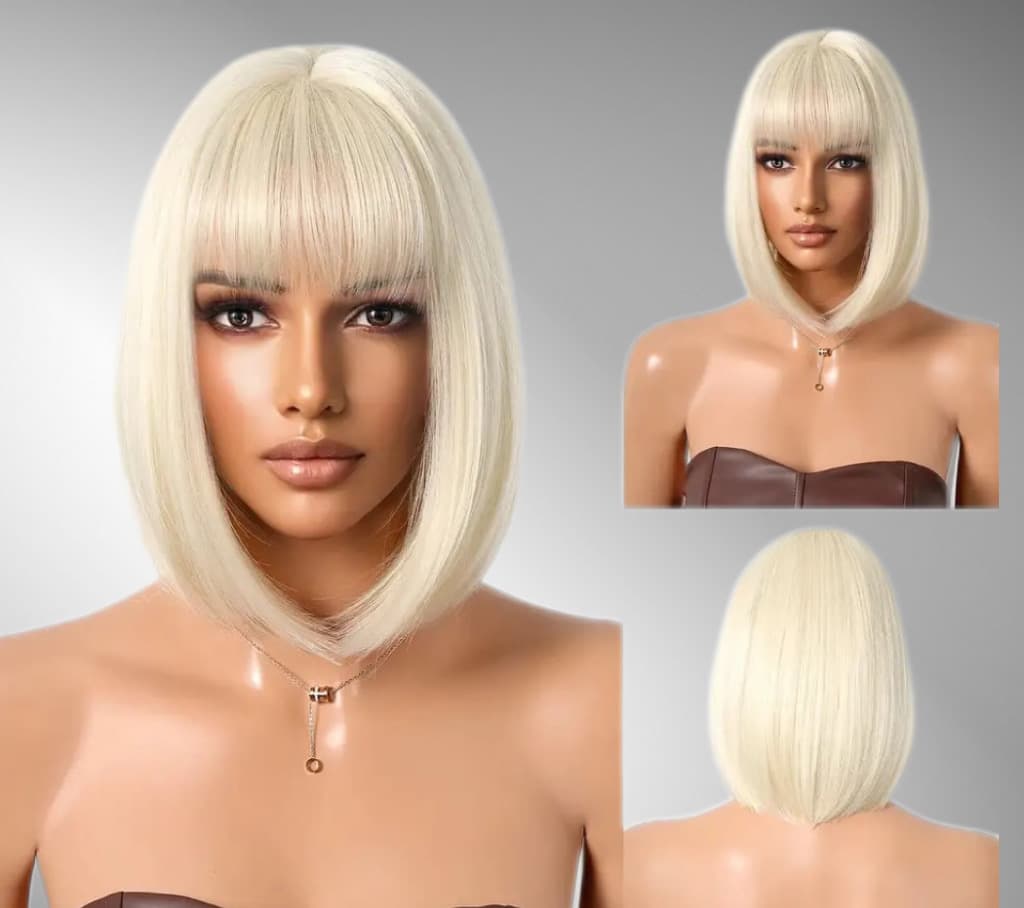 Peruca bobo blonde platinum