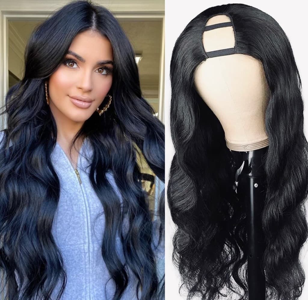Semiperuca Par Natural U Part Negru Ondulat 2