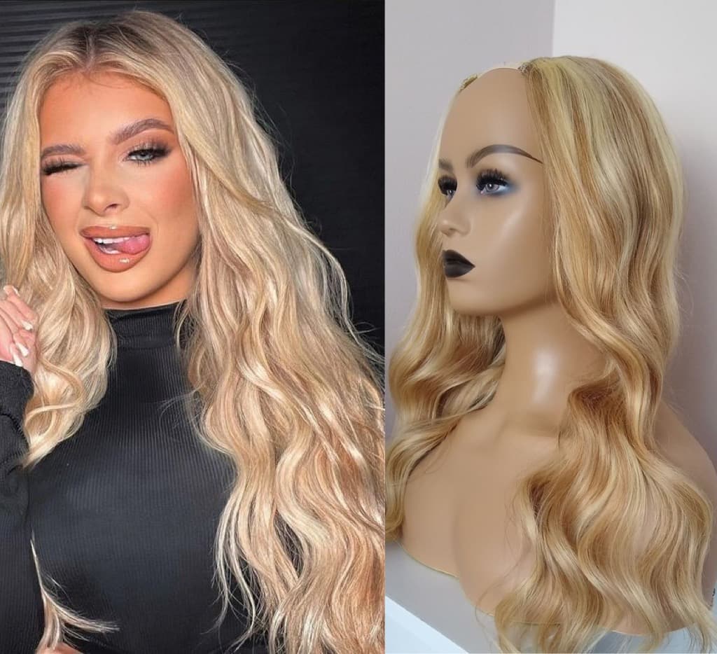 Semiperuca Par Natural U Part Blond Bej Ondulat