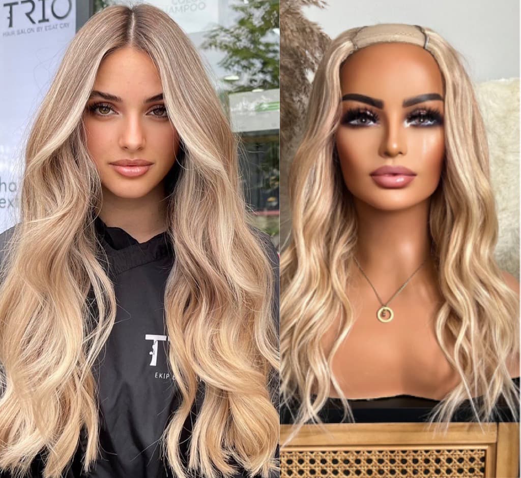 Semiperuca Par Natural U Part Blond Suvitat Ondulat