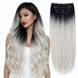 Clip-on Extensions White Platinum Ombre #1B Hellgrau Clip-on Extensions White Platinum Ombre #1B Hellgrau