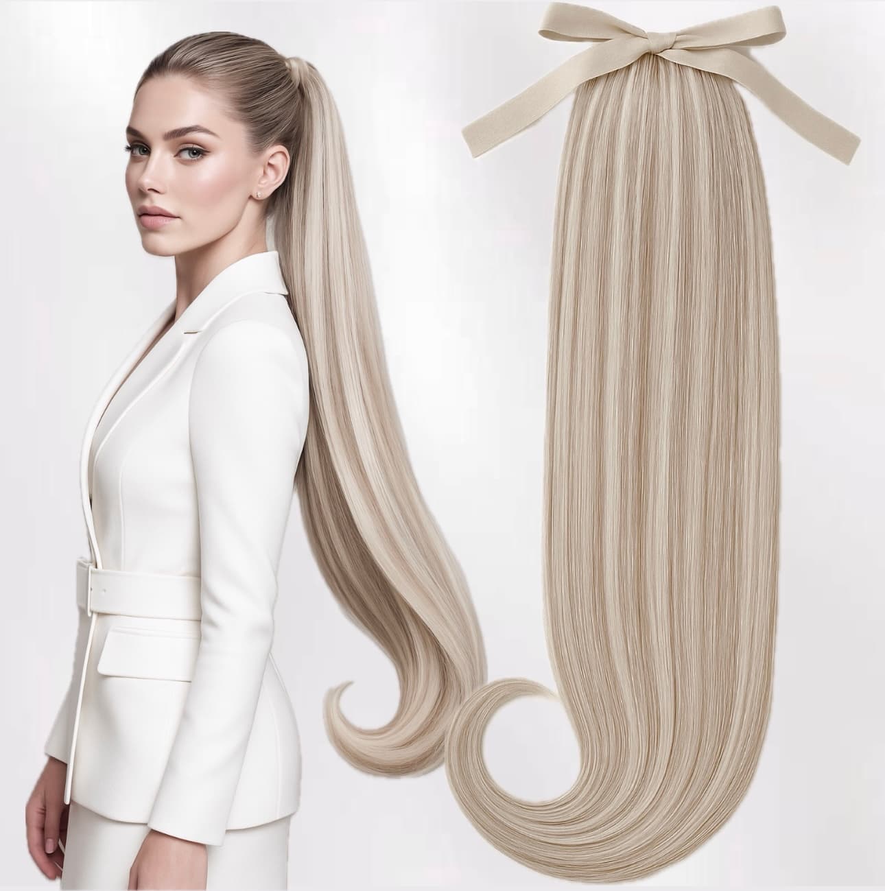 White Platinum Pair Tail Balayage #19/Silver White Platinum Pair Tail Balayage #19/Silver