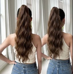 Coada de Par cu Cleste Ondulata Saten Natural Deschis, 70 cm Coada de Par cu Cleste Ondulata Saten Natural Deschis, 70 cm