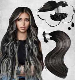 Extensii cheratina Diamond Balayage #1B/ Grey/ #1B Extensii cheratina Diamond Balayage #1B/ Grey/ #1B
