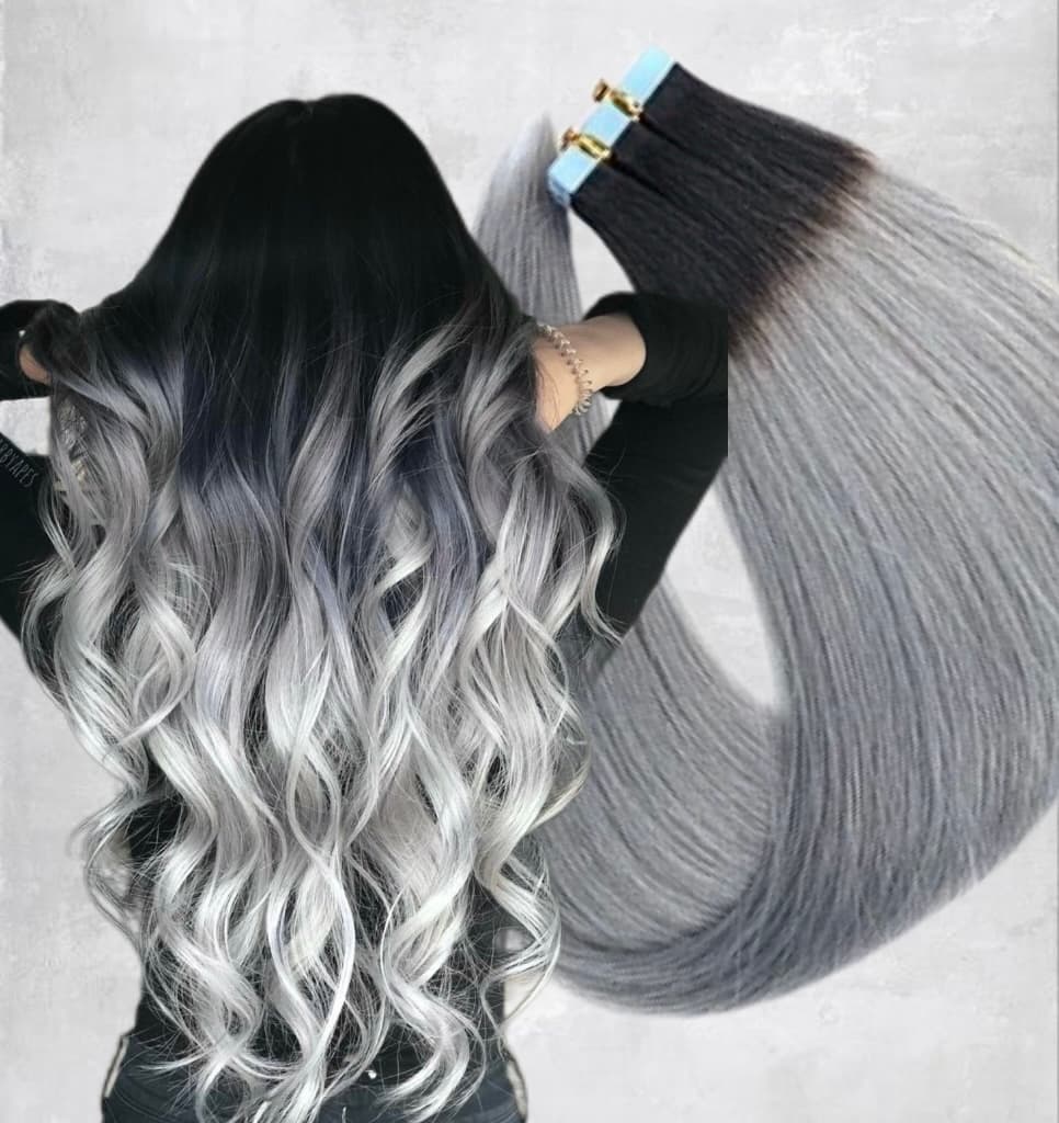 Tape In Black Collection Ombre 1b Grey Tape In Black Collection Ombre 1b Grey