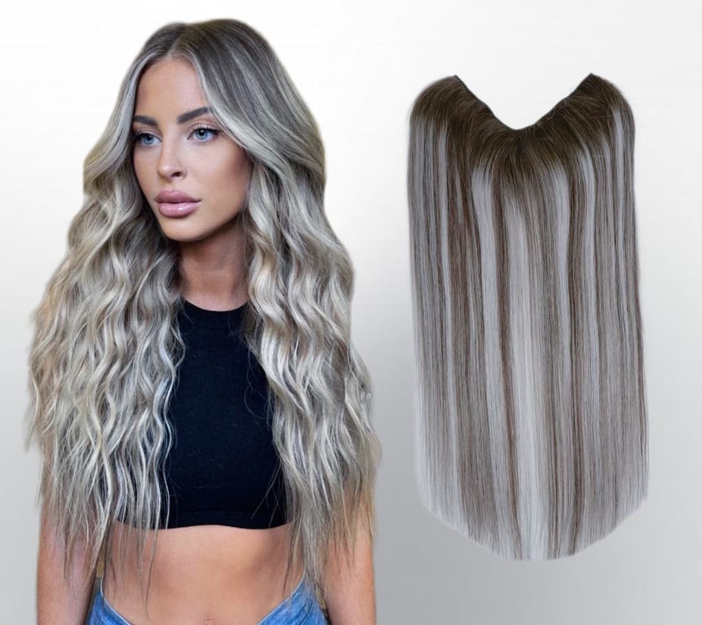 Trese de Par Natural V-Shape Diamond Balayage #9/Light Grey Trese de Par Natural V-Shape Diamond Balayage #9/Light Grey
