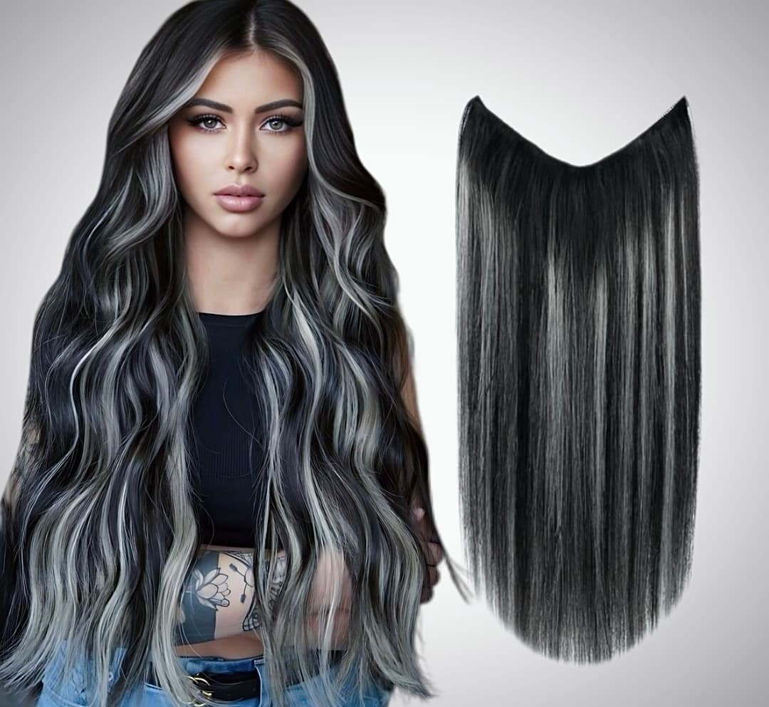Trese de Par Natural V-Shape Diamond Balayage #1B/Light Grey Trese de Par Natural V-Shape Diamond Balayage #1B/Light Grey